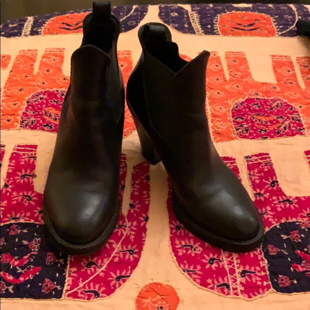 Acne black stacked heel slip on leather bootie - Picture 7 of 7